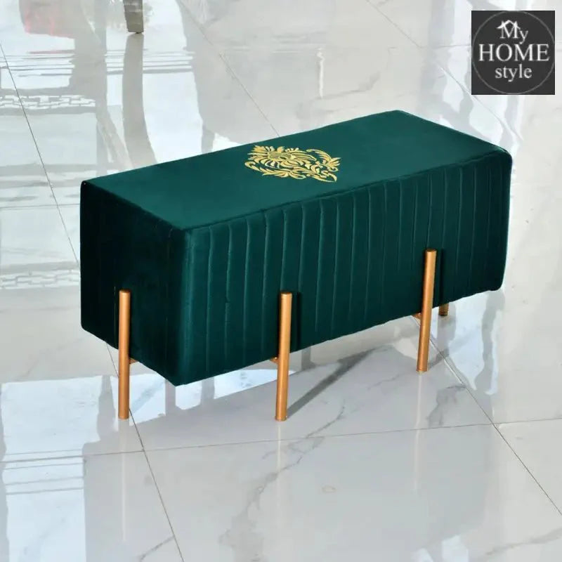 Wooden stool 2 Seater Embroidered With Steel Stand -355