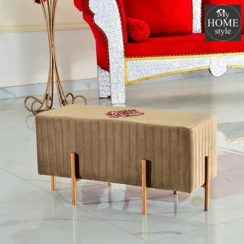 Wooden stool 2 Seater Embroidered With Steel Stand -356