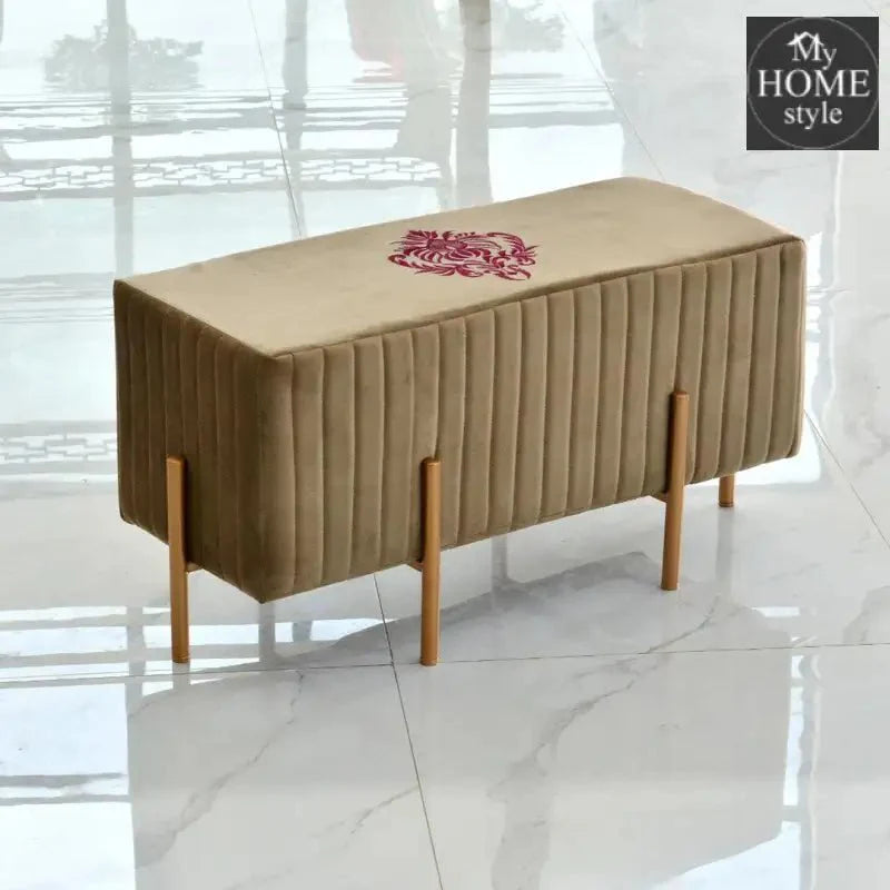 Wooden stool 2 Seater Embroidered With Steel Stand -356