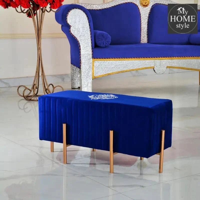 Wooden stool 2 Seater Embroidered With Steel Stand -357