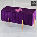 Wooden stool 2 Seater Embroidered With Steel Stand -359