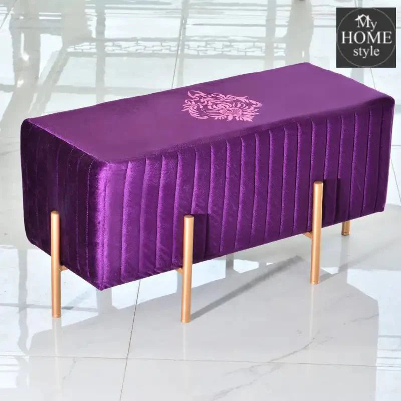 Wooden stool 2 Seater Embroidered With Steel Stand -359