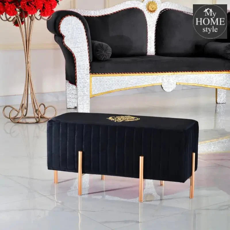 Wooden stool 2 Seater Embroidered With Steel Stand -360