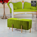 Wooden stool 2 Seater Embroidered With Steel Stand -657