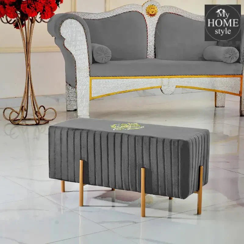 Wooden stool 2 Seater Embroidered With Steel Stand -660