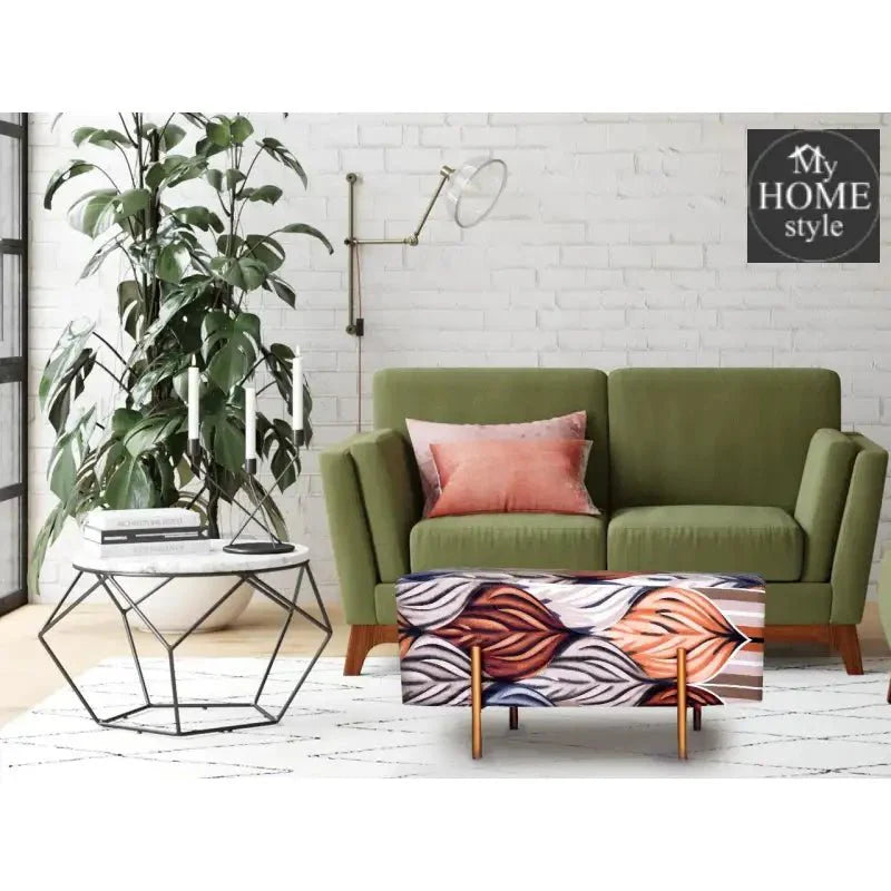 Wooden stool 2 Seater Printed With Steel Stand -783