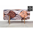 Wooden stool 2 Seater Printed With Steel Stand -783