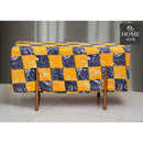 Wooden stool 2 Seater Printed With Steel Stand -823