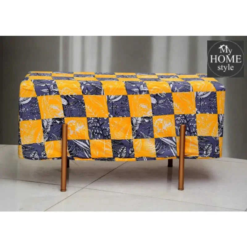 Wooden stool 2 Seater Printed With Steel Stand -823