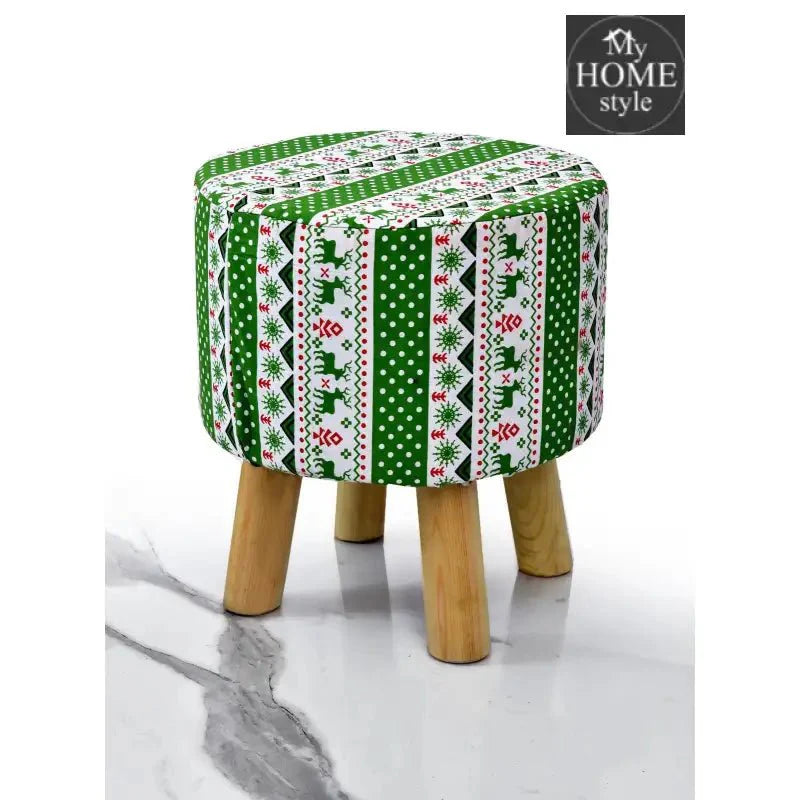 Wooden stool Printed Round Shape- 1240