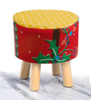 Wooden stool Printed Round Shape- 1349