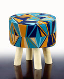 Wooden stool Printed Round Shape- 1354