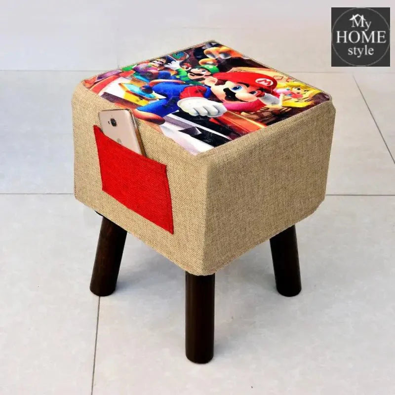 Wooden stool Printed Square shape-266 Large