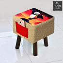 Wooden stool Printed Square shape-267 Large