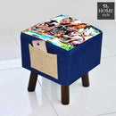 Wooden stool Printed Square shape-268 Large