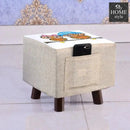 Wooden stool Printed Square shape-291 Small