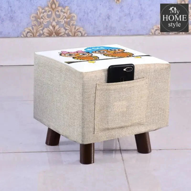 Wooden stool Printed Square shape-291 Small