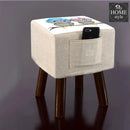 Wooden stool Printed Square shape-388 Large