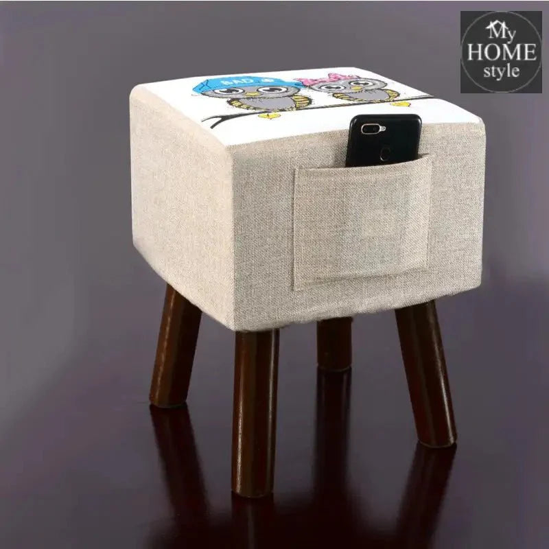 Wooden stool Printed Square shape-388 Large