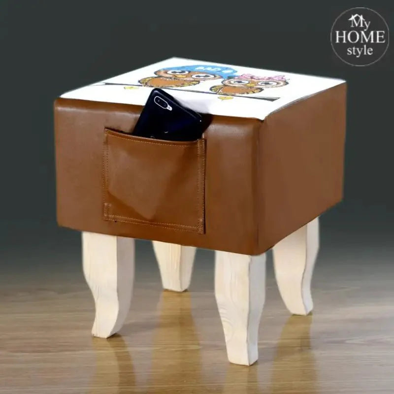 Wooden stool Printed Square shape-482 V
