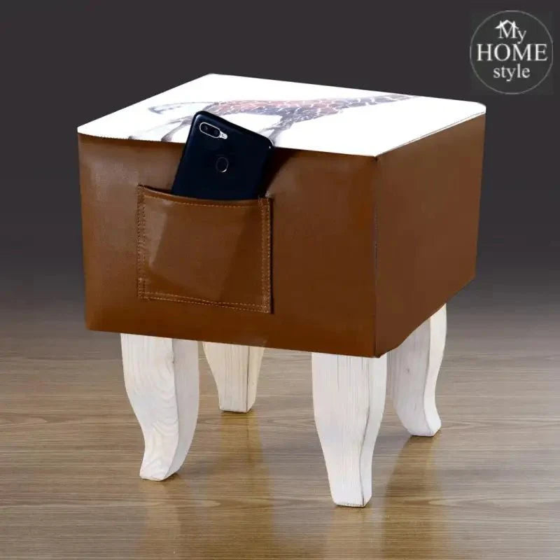 Wooden stool Printed Square shape-483 V