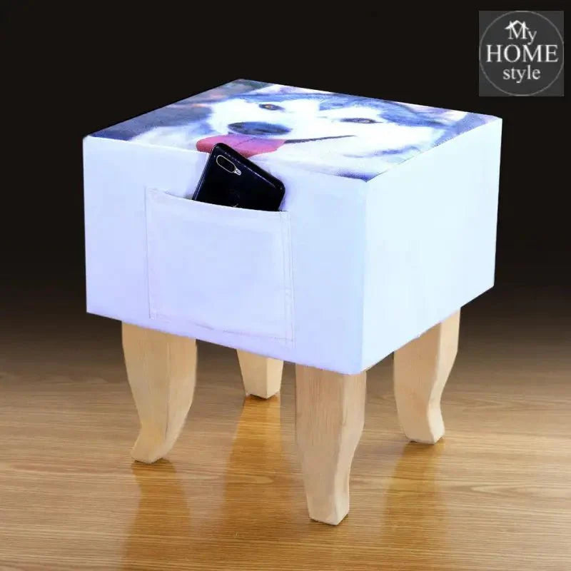 Wooden stool Printed Square shape-485 V