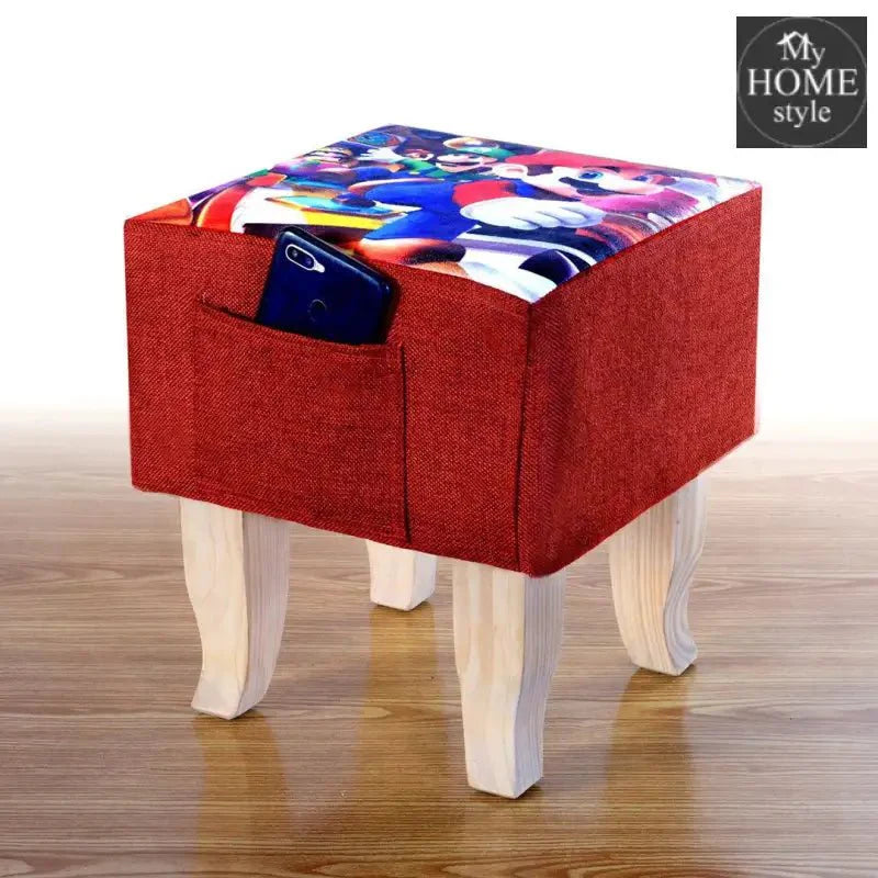 Wooden stool Printed Square shape-487 V