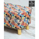 Wooden stool Printed Velvet Two Seater-1205