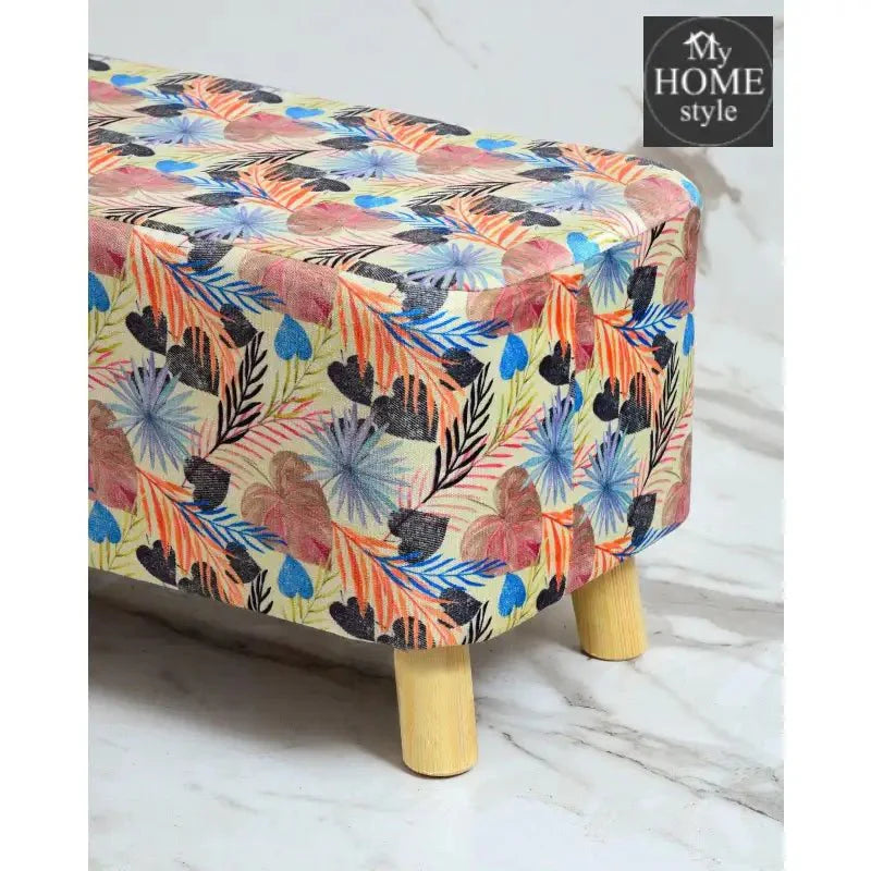 Wooden stool Printed Velvet Two Seater-1205
