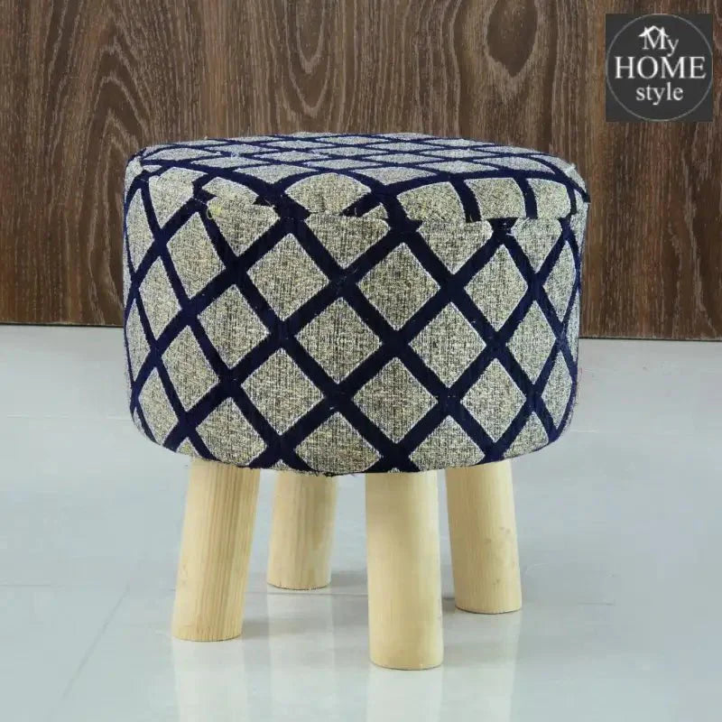 Wooden stool round shape-104 Blue