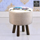 Wooden stool round shape Printed-391