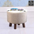 Wooden stool round shape Printed-392