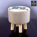 Wooden stool round shape Printed-393