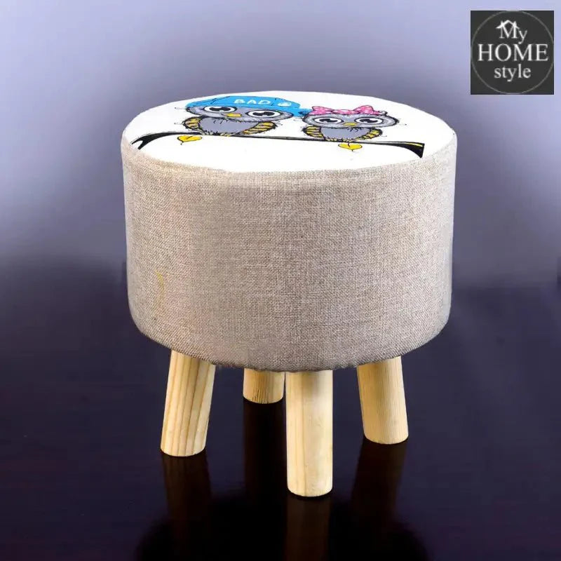 Wooden stool round shape Printed-393
