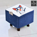 Wooden stool Square shape Cat Print-248