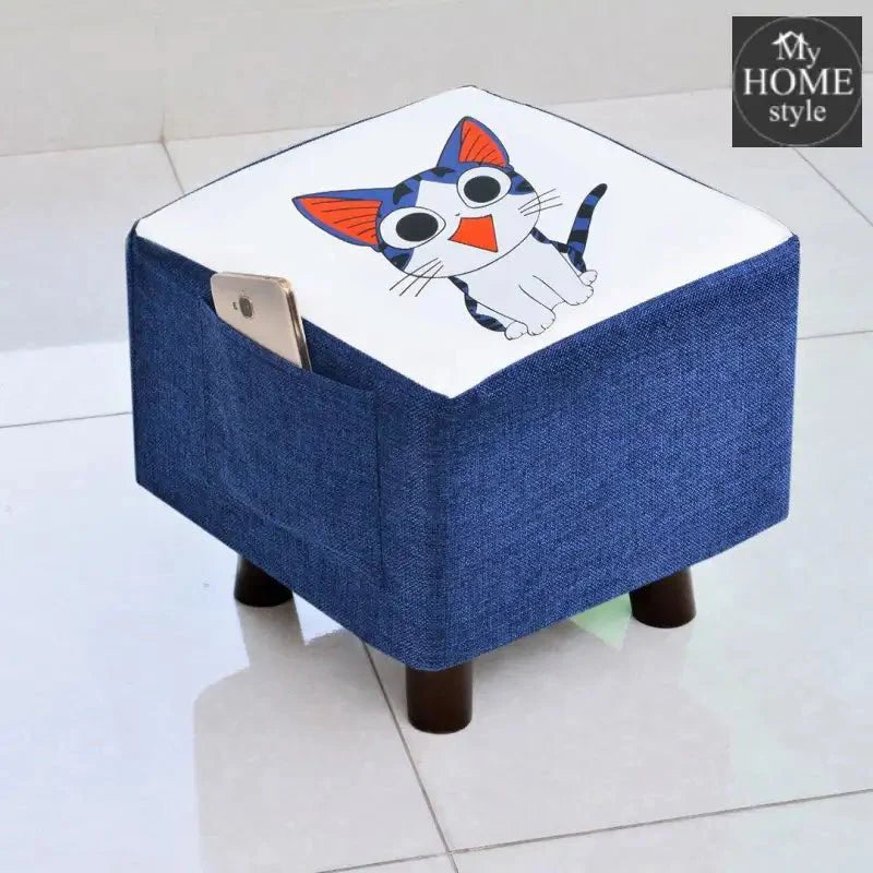 Wooden stool Square shape Cat Print-248