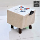 Wooden stool Square shape Cat Print-249