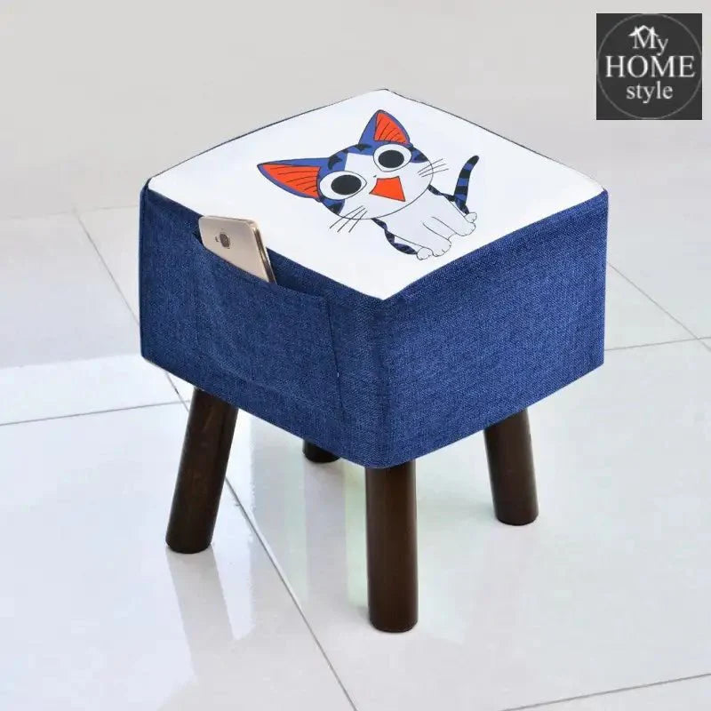 Wooden stool Square shape Cat Print-250