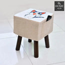 Wooden stool Square shape Cat Print-251