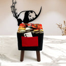 Wooden stool Square shape Print-1374