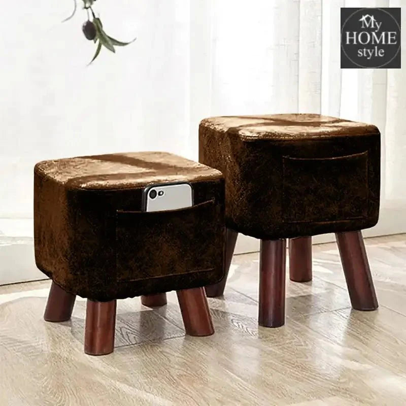 Wooden stool Square shape With Pocket -163