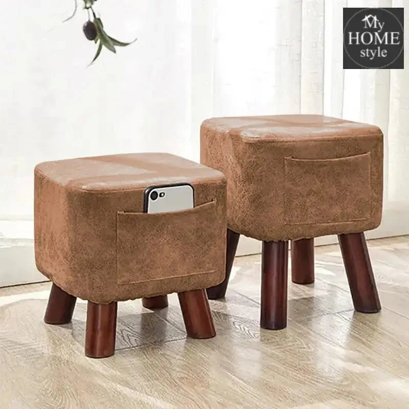 Wooden stool Square shape With Pocket -165