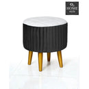 Wooden Velvet stool round shape-874