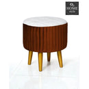 Wooden Velvet stool round shape-876