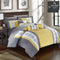 Yellow And Grey Embroided Pleated Duvet Set